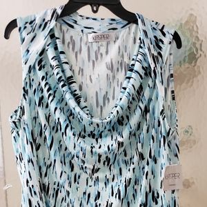 NWT Kasper Multicolored Crowneck Top; 1X Sleeveless $55